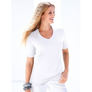 Shirt korte mou­wen en V-hals Van Emilia Lay wit