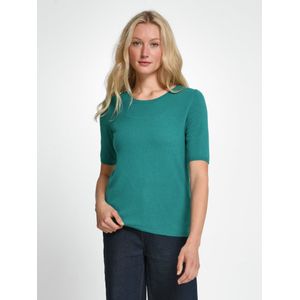Trui ronde hals scheerwol en kasjmier Van Peter Hahn turquoise