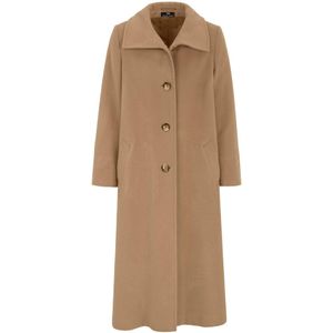 Lange jas scheerwol en alpaca Van Peter Hahn bruin