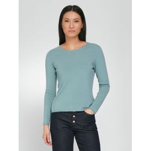 Trui scheerwol en kasjmier ronde hals Van Peter Hahn turquoise