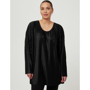 Plisséblouse ronde hals Van Emilia Lay zwart