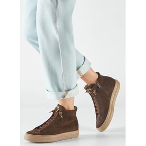 Enkelhoge sneakers kalfsnappaleer Van Paul Green bruin