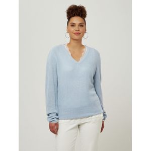 Anna Aura - Trui - Blauw - V-hals - Lange Mouwen - Glittereffect