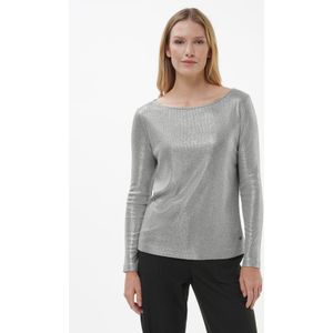 Licht getailleerd geribd shirt Van BASLER grijs