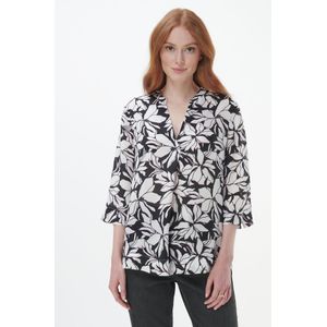 Blouse 3/4-mouwen split Van BASLER zwart