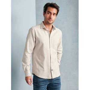 Flanellen overhemd Van Olymp beige