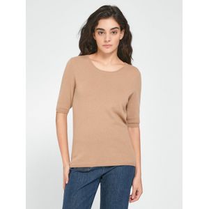 Trui ronde hals scheerwol en kasjmier Van Peter Hahn bruin