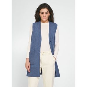 Lang mouwloos vest V-hals Van include blauw