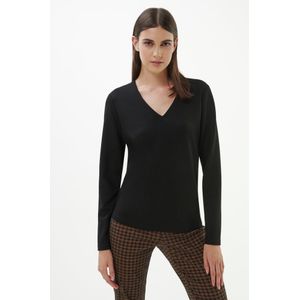 Shirt V-hals Van Peter Hahn zwart