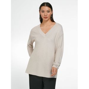 Trui V-hals en lange mouwen Van Anna Aura beige