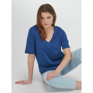Shirt V-hals en korte mouwen Van Peter Hahn blauw