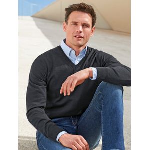 Trui 100% scheerwol V-hals Van Peter Hahn grijs