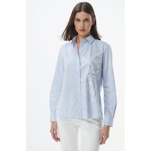 Fijn gestreepte blouse Van BASLER wit