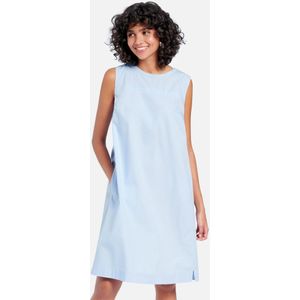 Mouwloze jurk 100% katoen plooien achter Van Peter Hahn blauw