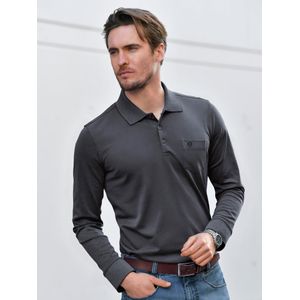 Poloshirt lange mouwen Van Bugatti grijs
