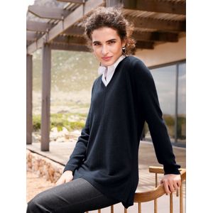 Trui 100% kasjmier V-hals Van Peter Hahn blauw