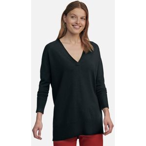 Trui 100% scheerwol V-hals en lange mouwen Van Peter Hahn zwart