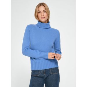Coltrui 100% kasjmier model Bernadette Van Peter Hahn Cashmere blauw