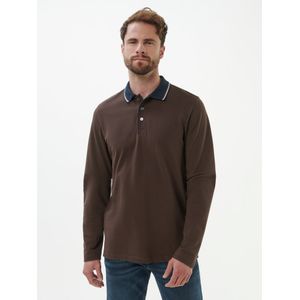 Poloshirt lange mouwen Van Louis Sayn bruin