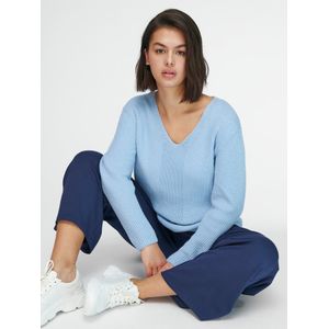 Trui V-hals en lange mouwen Van Emilia Lay blauw