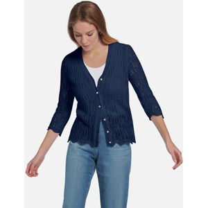 Vest 100% katoen in ­ajourbreisel Van Peter Hahn blauw