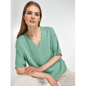 Trui V-hals en korte kimonomouwen Van Peter Hahn groen