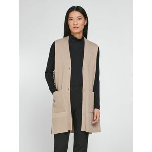 INCLUDE - Lang Mouwloos Vest - Beige - V-hals - Oversized Model