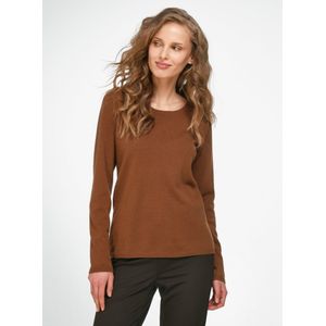 Trui scheerwol en kasjmier ronde hals Van Peter Hahn bruin