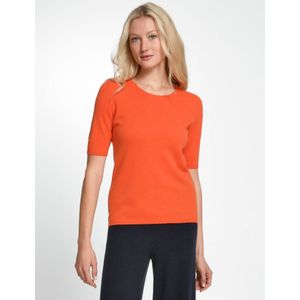 Trui ronde hals scheerwol en kasjmier Van Peter Hahn oranje