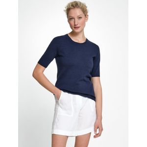 Trui ronde hals scheerwol en kasjmier Van Peter Hahn blauw