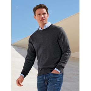Trui 100% scheerwol ronde hals Van Peter Hahn grijs