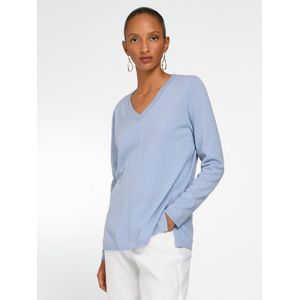 Trui 100% kasjmier V-hals Van Peter Hahn blauw