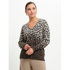 INCLUDE - Trui V-hals - Beige - 1/1 Mouwen - 70% Scheerwol 30% Kasjmier