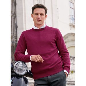 Trui ronde hals en boorden in ribsteek Van Peter Hahn Cashmere rood