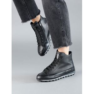 Veterlaarsjes Janis Strip Plus Chic Van Candice Cooper zwart