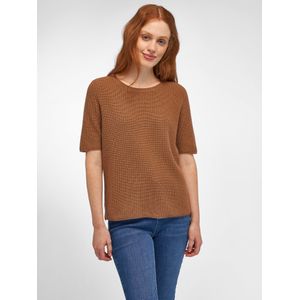 Trui zijde en kasjmier ronde hals Van include bruin