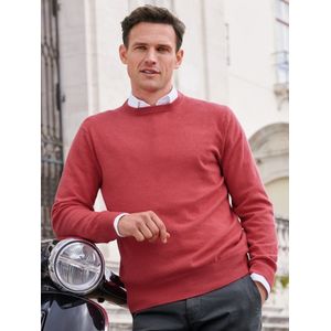 Trui ronde hals en boorden in ribsteek Van Peter Hahn Cashmere rood