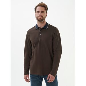 Poloshirt lange mouwen Van Louis Sayn bruin