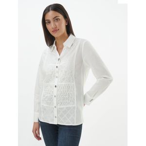 Blouse 100% katoen in overhemdmodel Van Peter Hahn wit