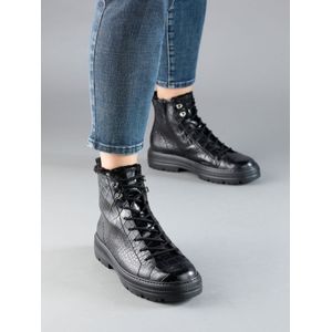 Veterlaarsjes rundnappaleer Van Paul Green zwart