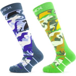 Sinner Ski Socks Dino Double Pack SkisokkenWintersportkleding KinderenWintersportkledingWintersport