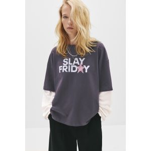 Dubbel T-Shirt Met Tekstprint