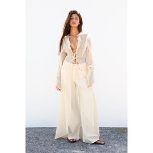 Lange Kimono Met Kanten Afwerking En Volants