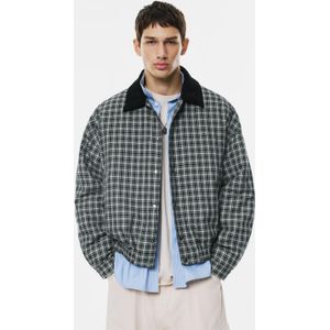 Bomberjack Met Ruitjes En Corduroy Kraag