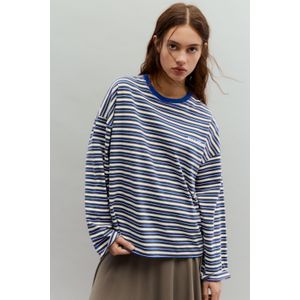 Gestreept T-Shirt Met Tekstprint