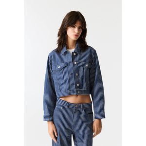 Oversized Gestreept Denim Jack