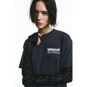 T-Shirt Met Dubbele Mouw En Kant