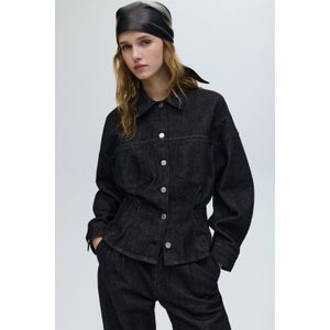 Strak Denim Overhemd Met Bandplooi