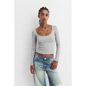 Ribcord T-Shirt Met Ronde Hals