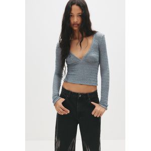 Crêpe Top Met Lange Mouwen